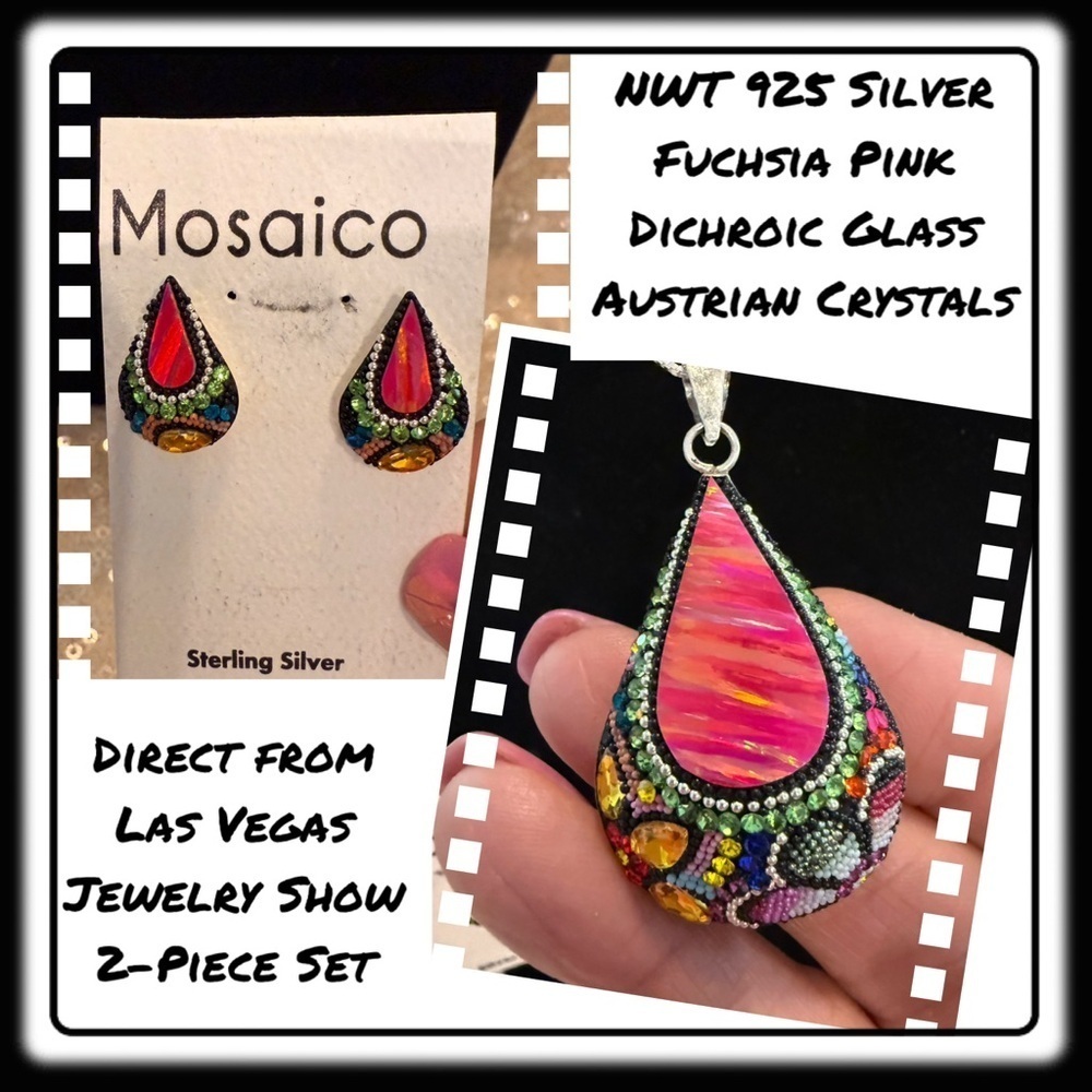 NWT Mosaico Austrian Crystal pendant necklace & earrings 💕💕 new line! 💕💕